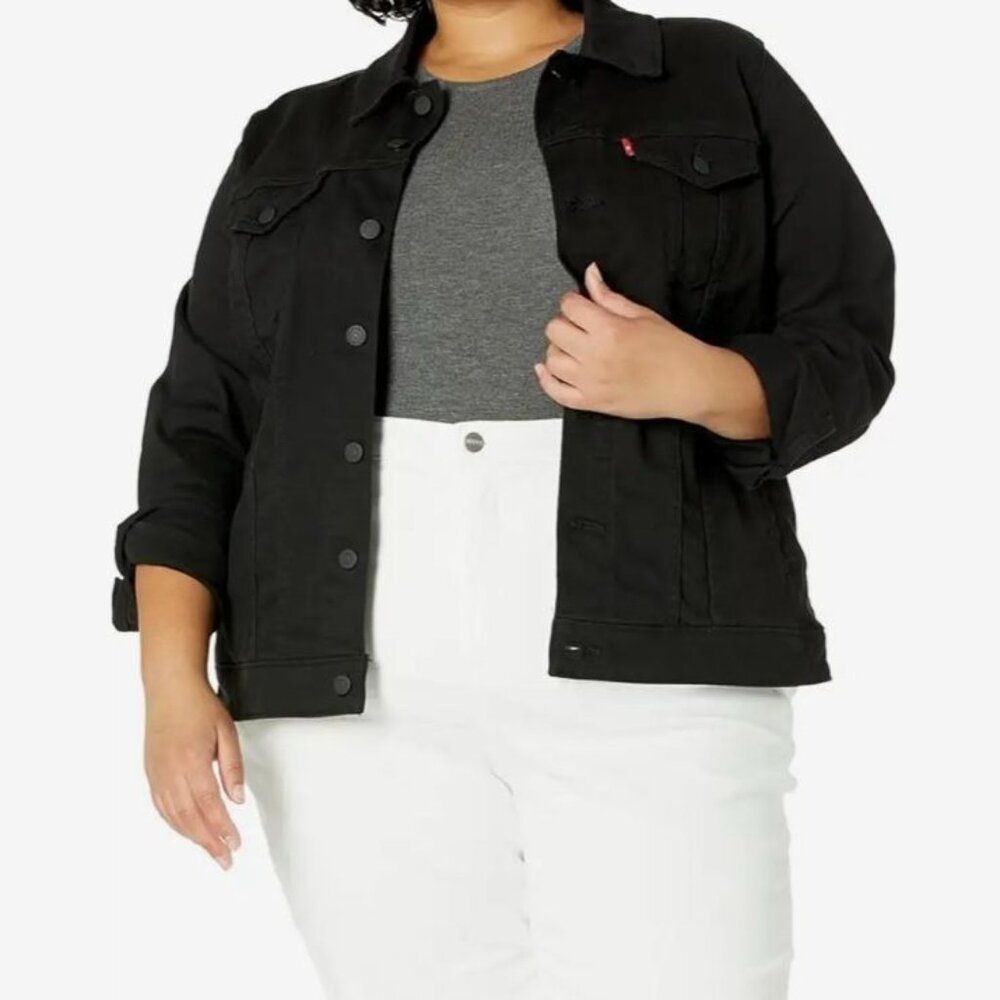Levi's NWT Sz 2X Black Plus Trucker Denim Jean Jacket - Picture 6 of 15